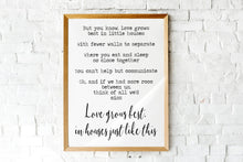 Load image into Gallery viewer, Love grows best in little houses Home decor Wall art Bedroom decor Unframed rustic home decor UNFRAMED
