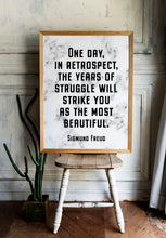 Load image into Gallery viewer, Sigmund Freud quote - One day, in retrospect, the years of struggle - psychology wall art - office decor - marble poster - unframed print