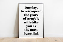 Load image into Gallery viewer, Freud quote - One day, in retrospect, the years of struggle - psychology wall art
