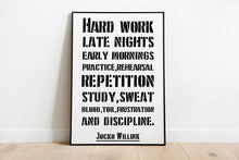 Load image into Gallery viewer, Jocko Willink Print - Hard work, late nights, early mornings - Inspirational poster - Discipline equals freedom - Physical Art Print