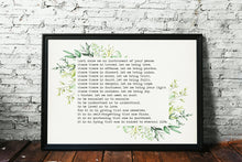 Load image into Gallery viewer, Prayer For Peace - Prayer of Saint Francis - Lord, make me an instrument of your peace - prayer print for Home, Horizontal print - Unframed