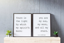 Load image into Gallery viewer, E.E. Cummings quote you are my sun, my moon, and all my stars - Set of 2 prints - Art Print Home Decor poetry wall art UNFRAMED