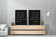 Load image into Gallery viewer, E.E. Cummings quote you are my sun, my moon, and all my stars - Set of 2 prints - Art Print Home Decor poetry wall art UNFRAMED