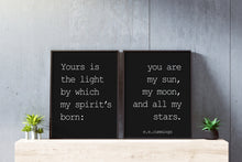 Load image into Gallery viewer, E.E. Cummings quote you are my sun, my moon, and all my stars - Set of 2 prints - Art Print Home Decor poetry wall art UNFRAMED
