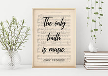 Load image into Gallery viewer, Jack Kerouac Music Quote - The only truth is music - Music poster- Sheet Music Art - Unframed print