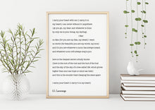 Load image into Gallery viewer, E.E. Cummings Poem I carry your heart (I carry it in my heart) vintage paper dorm decor Art Print Home Decor wall art love poem - Unframed