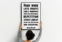 Load image into Gallery viewer, Jocko Willink Print - Hard work, late nights, early mornings - Inspirational poster - Discipline equals freedom - Physical Art Print