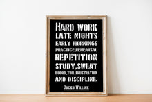 Load image into Gallery viewer, Jocko Willink Print - Hard work, late nights, early mornings - Inspirational poster - Discipline equals freedom - Physical Art Print