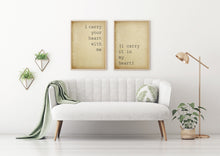 Load image into Gallery viewer, E.E. Cummings I carry your heart (I carry it in my heart) dorm decor Art Print Home Decor love poem UNFRAMED