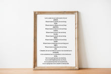 Load image into Gallery viewer, Prayer For Peace - Prayer of Saint Francis - Lord, make me an instrument of your peace - prayer print for Home nursery Art UNFRAMED