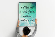 Load image into Gallery viewer, Peter Pan Quote, All the world is made of faith, and trust, and pixie dust Watercolor Print for Nursery Decor, Watercolour wall art UNFRAMED