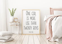 Load image into Gallery viewer, Peter Pan Quote - One girl is more use than twenty boys - Unframed book Print for baby girl nursery wall art
