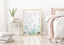 Load image into Gallery viewer, Maya Angelou Print - My mission in life - Not to survive but thrive - Unframed inspirational print for Home, Inspirational Unframed print