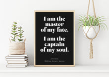 Load image into Gallery viewer, Invictus poem William Ernest Henley I am the master of my fate... captain of my soul - Unframed print