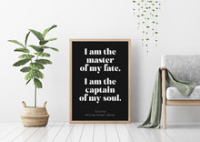 Load image into Gallery viewer, Invictus poem William Ernest Henley I am the master of my fate... captain of my soul - Unframed print