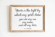 Load image into Gallery viewer, E.E. Cummings quote you are my sun, my moon, and all my stars Art Print Home Decor poetry wall art horizontal wall art UNFRAMED