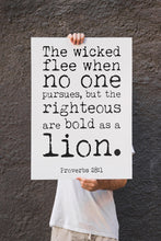 Load image into Gallery viewer, Bible verse wall art - Proverbs 28 :1 - Scripture wall art