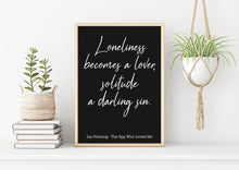 Load image into Gallery viewer, James Bond - Ian Fleming book quote - The Spy Who Loved Me - Loneliness becomes a lover, solitude a darling sin - Print for wall decor