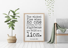 Load image into Gallery viewer, Bible verse wall art - Proverbs 28 :1 - Scripture wall art