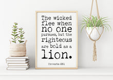 Load image into Gallery viewer, Bible verse wall art - Proverbs 28 :1 - Scripture wall art