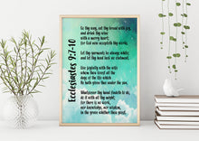 Load image into Gallery viewer, Ecclesiastes 9:7-10 Print - Bible verse - Go thy way, eat thy bread with joy - for Home, typography inspirational scripture print UNFRAMED