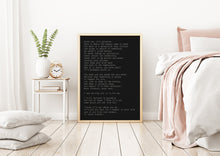 Load image into Gallery viewer, The Beach lyrics poster - Trust Me, It's Paradise - This is where the hungry come to feed - The Beach Movie Soundtrack Music Print UNFRAMED