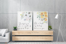 Load image into Gallery viewer, Set of 2 Prints - Life is tough but so are you & Beautiful girl UNFRAMED Inspirational nursery prints, Watercolor flowers print