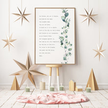 Load image into Gallery viewer, Lord's Prayer Print - Our Father Prayer - Unframed Prayer Print - Catholic Prayer - Eucalyptus Watercolor UNFRAMED