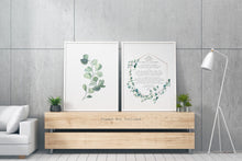 Load image into Gallery viewer, Set of 2 prints E.E. Cummings Poem I carry your heart (I carry it in my heart) Art Print Home Decor poetry wall art - Watercolor Eucalyptus