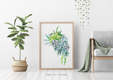 Load image into Gallery viewer, Watercolor Succulent print - Succulent Painting Poster Print - Bedroom decor Physical Print Without Frame