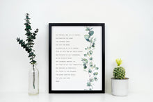 Load image into Gallery viewer, Lord's Prayer Print - Our Father Prayer - Unframed Prayer Print - Catholic Prayer - Eucalyptus Watercolor UNFRAMED