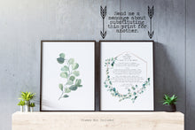 Load image into Gallery viewer, Set of 2 prints E.E. Cummings Poem I carry your heart (I carry it in my heart) Art Print Home Decor poetry wall art - Watercolor Eucalyptus