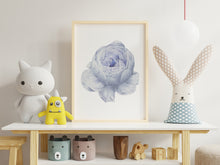 Load image into Gallery viewer, Watercolor Flower print - blue flower painting poster Bedroom decor - watercolor poster UNFRAMED