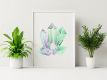 Load image into Gallery viewer, Crystal Wall Art Print - Green crystal painting poster Bedroom decor - watercolor poster UNFRAMED