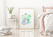 Load image into Gallery viewer, Crystal Wall Art Print - Green crystal painting poster Bedroom decor - watercolor poster UNFRAMED