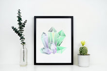 Load image into Gallery viewer, Crystal Wall Art Print - Green crystal painting poster Bedroom decor - watercolor poster UNFRAMED