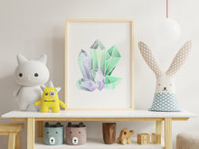 Load image into Gallery viewer, Crystal Wall Art Print - Green crystal painting poster Bedroom decor - watercolor poster UNFRAMED