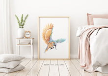 Load image into Gallery viewer, Watercolor Kingfisher print - King Fisher Bird wall art UNFRAMED
