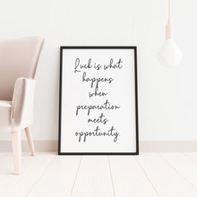 Load image into Gallery viewer, Seneca Quote - Luck is what happens when preparation meets opportunity - Motivational Wall Decor