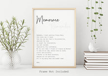 Load image into Gallery viewer, Memorare Prayer Print - Remember prayer - Framed Prayer Print - Catholic Prayer - Christian wall art - Framed and unframed versions