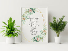 Load image into Gallery viewer, e.e. cummings quote You are my sun, my moon, and all my stars - Art Print Home Decor poetry wall art UNFRAMED