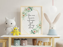 Load image into Gallery viewer, e.e. cummings quote You are my sun, my moon, and all my stars - Art Print Home Decor poetry wall art UNFRAMED
