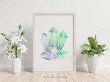 Load image into Gallery viewer, Crystal Wall Art Print - Green crystal painting poster Bedroom decor - watercolor poster UNFRAMED