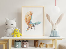 Load image into Gallery viewer, Watercolor Kingfisher print - King Fisher Bird wall art UNFRAMED