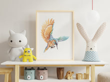 Load image into Gallery viewer, Watercolor Kingfisher print - King Fisher Bird wall art UNFRAMED