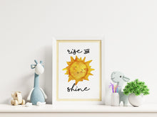Load image into Gallery viewer, Rise and Shine print - Sunshine watercolor painting Bedroom wall decor - UNFRAMED - kids room wall decor - nursery wall decor