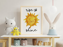 Load image into Gallery viewer, Rise and Shine print - Sunshine watercolor painting Bedroom wall decor - UNFRAMED - kids room wall decor - nursery wall decor