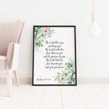 Load image into Gallery viewer, Numbers 6:24-26 - The Lord Bless You - prayer print - Scripture wall art - christian wall art UNFRAMED - May the Lord - Bible verse print