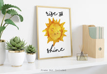 Load image into Gallery viewer, Rise and Shine print - Sunshine watercolor painting Bedroom wall decor - UNFRAMED - kids room wall decor - nursery wall decor
