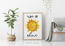 Load image into Gallery viewer, Rise and Shine print - Sunshine watercolor painting Bedroom wall decor - UNFRAMED - kids room wall decor - nursery wall decor